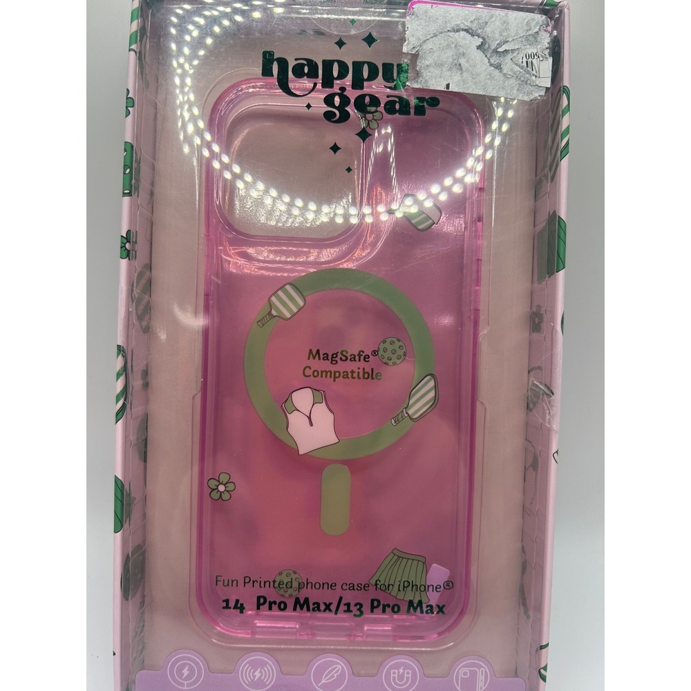 Happy Gear iPhone‎ 14 Pro Max 13 Pro Max Case MagSafe Pink Pickleball Print#460
